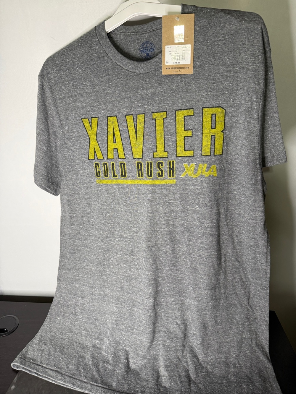 Rivalry Threads Gray Tee with Yellow Xavier Graphic